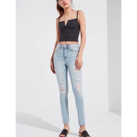 urban outfitters bdg ripped twig high rise jeans light blue wash women size 27 - Picture 1 of 10